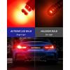 imageAUTOONE 7440 7443 LED Strobe Brake Light Bulb Red 2800LM Flashing Strobe Blinking LED Tail Light Bulbs for T20 W21W 7441 7444 7443R 300 Brighter Canbus Ready Plug and Play Stop Bulbs Pack of 2Red
