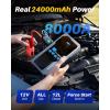 imageAUTOONE 8000A Jump Starter with Air Compressor All Gas12L Diesel 150PSI Car Jumper Starter Portable Jump Box Tire Inflator with LED Flashlight LCD Display Storage Case8000A with inflator