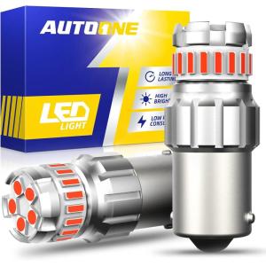 imageAUTOONE 1156 LED Bulb LED Reverse Lights 300 Brighter BA15S 7506 1003 1141 P21W 6500K White LED Replacement for Backup Light Tail Light Pack of 2Red