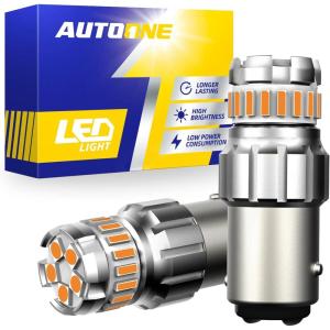 imageAUTOONE 1157 LED Bulb White 6500K 2057 2357 7528 BAY15D LED Bulbs for BackupReverse Light Tail Light Brake Light 300 Brighter Canbus Ready Plug and Play LED Bulbs Pack of 2Amber