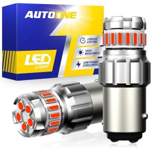 imageAUTOONE 1157 LED Bulb White 6500K 2057 2357 7528 BAY15D LED Bulbs for BackupReverse Light Tail Light Brake Light 300 Brighter Canbus Ready Plug and Play LED Bulbs Pack of 2Red
