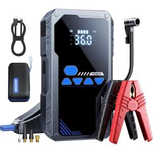 imageAUTOONE 8000A Jump Starter with Air Compressor All Gas12L Diesel 150PSI Car Jumper Starter Portable Jump Box Tire Inflator with LED Flashlight LCD Display Storage Case8000A with inflator