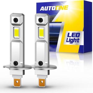 imageAUTOONE H1 LED Light Bulb 400 Super Brighter 11 Halogen Size 6500K White Fog Bulbs Plug and Play Pack of 2H1