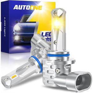 imageAUTOONE H10 9145 LED Fog Light Bulbs 10000 LM 6000K Cool White Light 400 Brightness 9140 H10 Fog Light DRL Replacement for Trucks Cars Play and Plug Pack of 2Amber Yellow