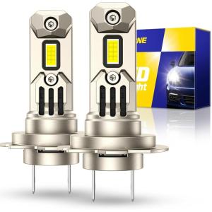 imageAUTOONE Upgraded 9005HB3 LED Light Bulbs 600 Ultra Brightness 6500K Cool White 11 Halogen Size Replacement 60000Hrs Long Service Life with Turbo Fan Plug and Play Fog Lamps Pack of 2H7