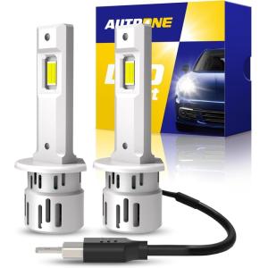 imageAUTOONE Upgraded 9005HB3 LED Light Bulbs 600 Ultra Brightness 6500K Cool White 11 Halogen Size Replacement 60000Hrs Long Service Life with Turbo Fan Plug and Play Fog Lamps Pack of 2H1