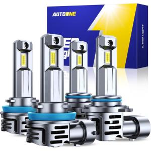 imageAUTOONE H119005H9HB3 Bulbs Combo 70000LM Super Bright H11 9005 Fog Light Bulbs 11 Size White Pack of 4