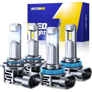 imageAUTOONE H11 9005 LED Bulb Direct Fit 11 Mini Size 70000LM H8H9 HB3 Combo Fog Lights with Cooling Fan IP68 Pack of 49005HB3H11H8H9