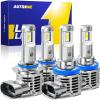 imageAUTOONE 80000LM 9005HB3 and H11H9H8 Fog Light Bulbs 800 Brightness HB3 H11 Bulbs Combo with Cooling Fan 6500K White Pack of 4