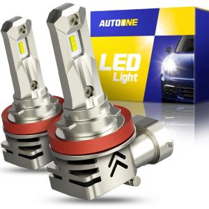 imageAUTOONE 9005 9006 LED Light Bulbs Combo 600 Super Bright 6000K Cool White 11 Mini Halogen Size 9005 HB3 ampamp 9006 HB4 Accessory Fog Light NonPolarity Plug and Play Pack of 4H11H8H9