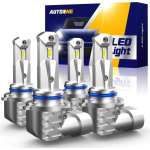 imageAUTOONE 9005 9006 Light Bulbs Combo Super Bright 6000K Cool White 11 Mini Halogen Size 9005 HB3 ampamp 9006 HB4 Accessory Fog Light NonPolarity Plug and Play Pack of 490059006