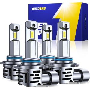 imageAUTOONE 9005 9006 Light Bulbs Combo Super Bright 6000K Cool White 11 Mini Halogen Size 9005 HB3 ampamp 9006 HB4 Accessory Fog Light NonPolarity Plug and Play Pack of 49005HB39006HB4