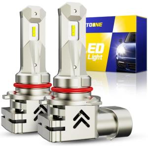 imageAUTOONE 9005 9006 Light Bulbs Combo Super Bright 6000K Cool White 11 Mini Halogen Size 9005 HB3 ampamp 9006 HB4 Accessory Fog Light NonPolarity Plug and Play Pack of 49005HB3