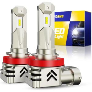 imageAUTOONE 9005 9006 Light Bulbs Combo Super Bright 6000K Cool White 11 Mini Halogen Size 9005 HB3 ampamp 9006 HB4 Accessory Fog Light NonPolarity Plug and Play Pack of 4H11H8H9