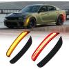 imageAUTOONE Upgraded Dynamic LED Side Marker Lights White Compatible With Dodge Charger 20152023 White Front ampamp Rear Bumper Marker Lamps Smoked Len 4PCSAmber YellowRed