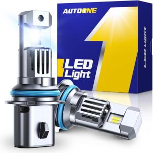 imageAUTOONE 9003 H4 HB2 LED Bulb 50000LM 900 Brightness Compact Design 99 Compatibility Longer Lifespan IP68 Quick Installation Pack of 29004HB1