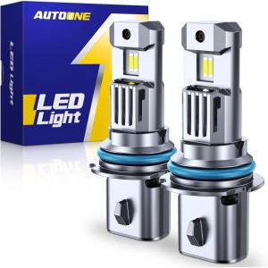 imageAUTOONE 9003 H4 HB2 LED Bulb 50000LM 900 Brightness Compact Design 99 Compatibility Longer Lifespan IP68 Quick Installation Pack of 29007HB5