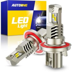 imageAUTOONE H13 LED Light Bulb 52000LM 800 Super Bright 6000K Cool White HiLow Beam 9008 Light bulbs 11 Mini Size Quick Install No Adapter Needed Nonpolarity Plug N Play Pack of 2