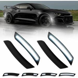 imageAUTOONE Upgraded Dynamic LED Side Marker Lights White Compatible With Chevrolet Camaro 20162023 Front ampamp Rear Fender Side Markers Smoked Lens 4PCSDynamic White