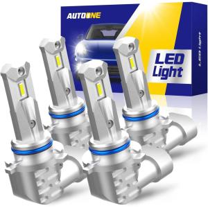 imageAUTOONE 9005 9006 Bulbs Combo 80000LM 6000K White Super Bright 9005HB3 9006HB4 Fanless Halogen Replacement Fog Light Bulbs NonPolarity Anti Flicker Plug and Play Pack of 49005HB39006HB4