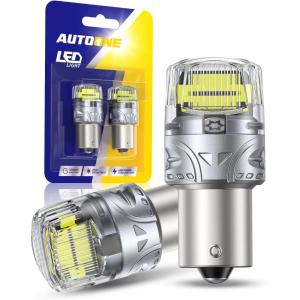imageAUTOONE Upgraded 1156 LED Bulb White 500 Super Bright 7506 BA15S P21W LED Replacement with Projector for Backup Reverse Tail Brake DRL Signal Parking Lights Pack of 2White