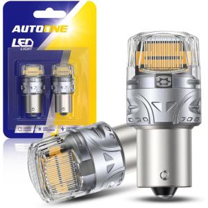 imageAUTOONE Upgraded 1156 LED Bulb White 500 Super Bright 7506 BA15S P21W LED Replacement with Projector for Backup Reverse Tail Brake DRL Signal Parking Lights Pack of 2Amber Yellow