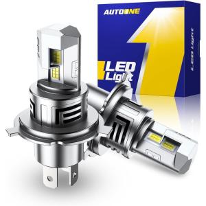 imageAUTOONE 9003 H4 HB2 LED Bulbs 50000LM for Automotive Halogen 99 Compatibility PlugNPlay 70000H Longer LifespanH4HB29003
