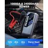 imageAUTOONE 10000A Jump Starter with Air Compressor 24000mAh Jump Box with Tire Inflator All Gas amp Diesel Portable Car Battery Booster Jumper Starter Pack Jumper Cables Type C 60W Charging Light10000A with Inflator
