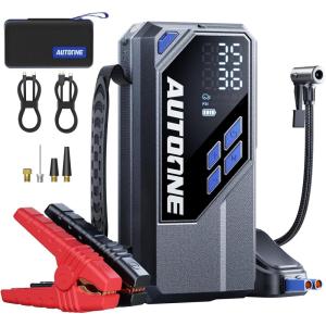 imageAUTOONE 10000A Jump Starter with Air Compressor 24000mAh Jump Box with Tire Inflator All Gas amp Diesel Portable Car Battery Booster Jumper Starter Pack Jumper Cables Type C 60W Charging Light10000A with Inflator