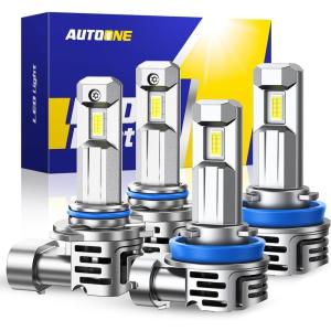 imageAUTOONE H7 LED Light Bulbs 11 Mini Size 50000LM Brightness No Flicker 6500K Cool White Easy 3 Min Plug and Play IP68 Rated Long Lifespan 2 PCS9005H11