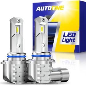 imageAUTOONE 9006HB4 LED Bulbs 50000LM 1000 Ultra Bright Real 11 Halogen Size 6500K Cool White Plug and Play Easy Installation FogDriving Light Bulb with Cooling Fan CANBUS Ready Pack of 2HB3 9005